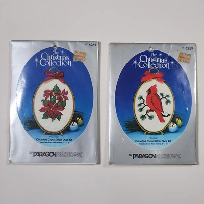 2 Paragon Needlecraft Ovalado Kit Colección Navidad Contado Punto de Cruz 3 x 4 Foto 1 de 2
