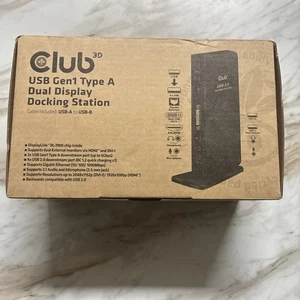 Club 3D USB Gen1 Tipo A Doppio Display Docking Station Cablato CSV-3242HD Nuovo con scatola - Foto 1 di 6