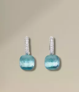 Swiss Blue Topaz Earrings 925 Sterling Silver Engagement Gift - Picture 1 of 8