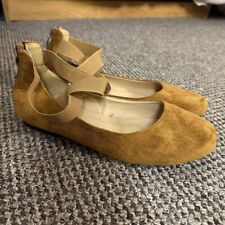 Brown Ballet Shoes Size 5 Stretchy Ankle Zip Up Back Comfortable Flat Shoes 