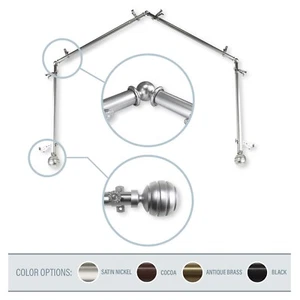 Dipper 13/16" 4-Sided Bay Window Curtain Rod 28-48 inch (each side) - 4 colors - Picture 1 of 5