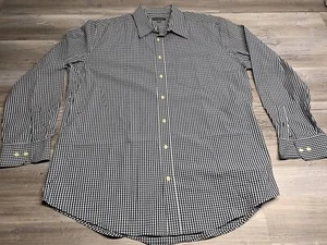 Merona Mens Button Down Dress Shirt 100% Cotton Size XL Blue Check Gingham Plaid - Picture 1 of 5