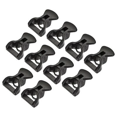 10Pcs Tent Rope Buckles 4mm Plastic Guyline Adjuster Cord Tensioners Black - Image 1 of 4