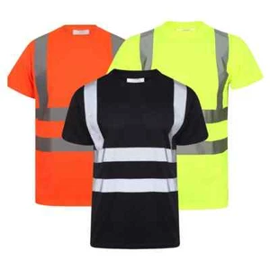 T-Shirt Hi Vis Viz Visibility kurzärmelig Rundhalsausschnitt Autobahn Arbeit Größe S-4xl - Bild 1 von 12