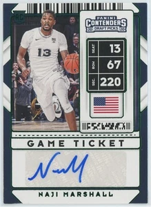 NAJI MARSHALL 2020 Panini Contenders Draft Picks Game Ticket Green AUTO #120 - Picture 1 of 2