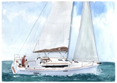 Gemälde einer Jeanneau Yacht Limitierter Druck Segeln Geschenk Segeln Druck - Bild 1 von 4