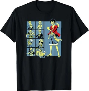 One Piece Anime Pirate Character Grid T-Shirt - Picture 1 of 4