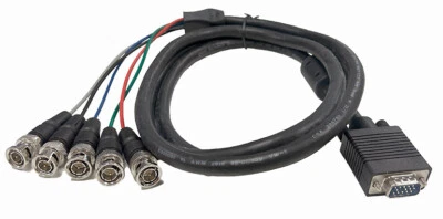 Premium Shielded 5 BNC Male To D-Sub 15-in SVGA Male RGB  RGBHV Adapter Cable - Image 1 of 4