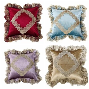 1PC Samt Spitze Kissen Schutzhüllen Retro Luxus Ruffles Sofa Rüschen - Bild 1 von 13