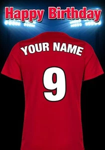 A5 Personalised Spain Shirt Football Greeting Birthday Card PIDMFF14 - Picture 1 of 1