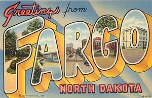 GREETINGS FROM FARGO, NORTH DAKOTA - CURTEICH - ORIGINAL LARGE LETTER POSTCARD - Picture 1 of 2