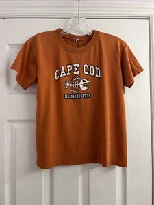 Anvil Kids Cape Cod Distressed Orange T-Shirt Bonefish Fishbone - Picture 1 of 15