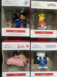 Hallmark Lot Of 4 Christmas Ornament snoopy, Barbie Chase And Pikachu New - Picture 1 of 4