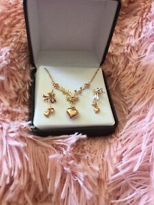 10K YELLOW & ROSE GOLD DIAMOND ETCHED HEART FLOWER NECKLACE Ma MICHAEL ANTHONY