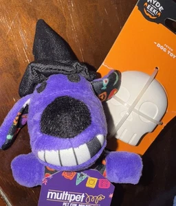 Multipet Halloween Witch 12" Plush Dog Toy Squeaker And Skull Fetch Dog Toy - Picture 1 of 7