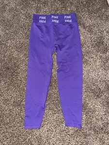 Pantaloni leggings stretti ROSA Victoria’s Secret viola senza cuciture a vita alta allenamento - Foto 1 di 8