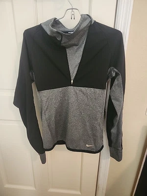 Nike Dri-FIT Womens Black Gray 1/2 Asymmetric Spere Zip Running Pullover  Sz. S - Image 1 of 4