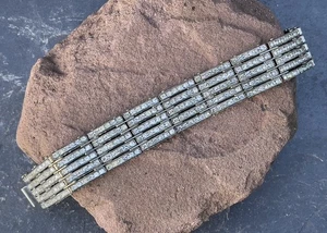 ESHA RAUDEL Art Déco Armband weiße Steine vergoldet 18,5 cm (AT 663) - Bild 1 von 4