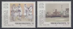 ARGENTINA 1992 PHILATELIC EXHIBITION (2nd ISSUE) SET OF 2 UHM (ID:731/D4329) - Picture 1 of 1