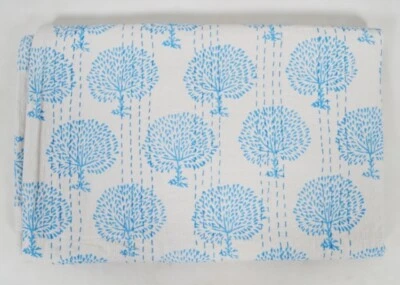 Double Vintage Quilt Bed Runner Kantha Tree Bedspread Cotton Hippie Boho Blanket - Image 1 of 4