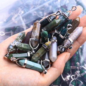 500pcs Natural Indian Agate Stone Point Healing Gemstone Pendants Wholesale - Picture 1 of 3