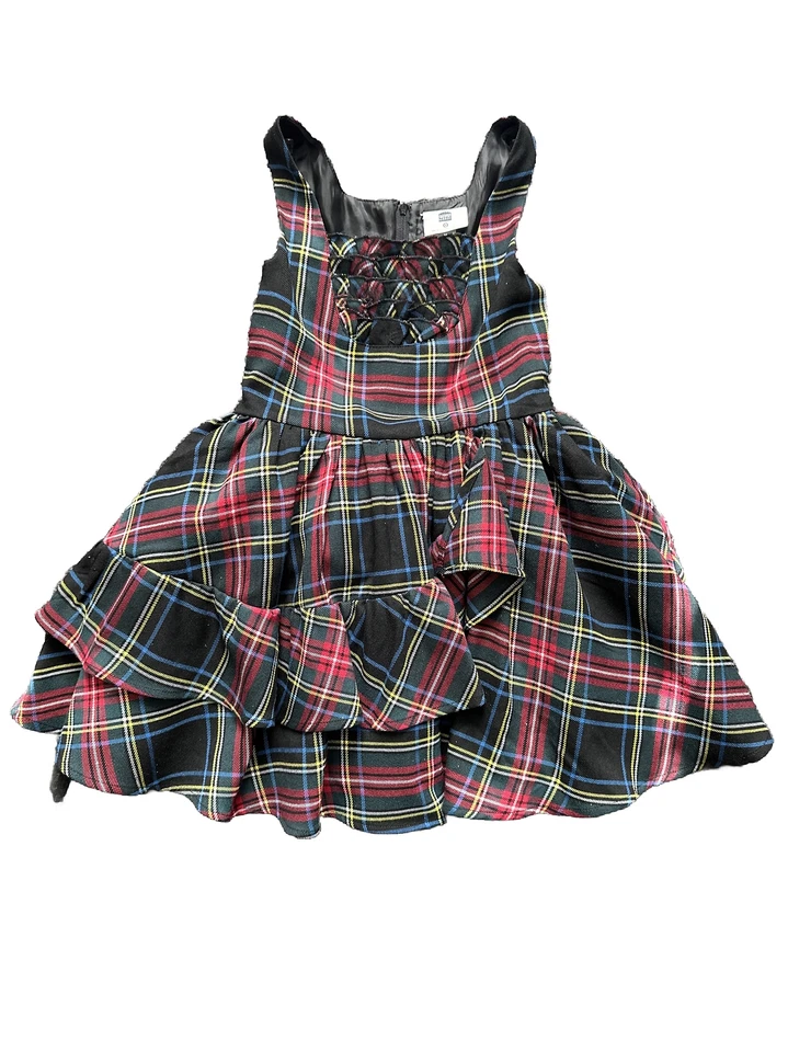 Harajuku Mini X Target Girls Holiday Red Black Plaid Tartan Mini Dress Size 7/8 - Image 1 of 3
