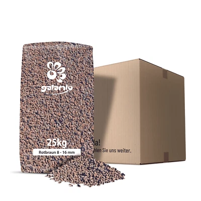 25 kg Sack Lavamulch 8–16 mm rot braun – Deko | Eifel Vulkan Splitt Substrat - Bild 1 von 4