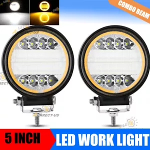 2PCS 5inch Round LED Work Lights Spot Flood Offroad Amber Driving Fog Lamp ATV - Picture 1 of 12