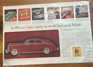 Packard Clipper 1941 rojo sedán de 4 puertas anuncio impreso vintage de 2 páginas 20,5x14" - Imagen 1 de 4