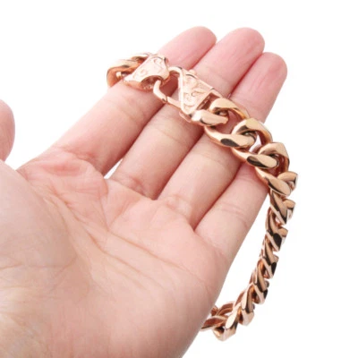 Brazalete de cadena cubana pesado de 12 mm 15 mm para hombre de acero inoxidable plateado dorado negro Foto 1 de 4