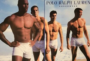 1998 - 2 PG PRINT AD - POLO RALPH LAUREN UNDERWEAR AD SEXY HOT BEACH MUSCLES MEN - Picture 1 of 1