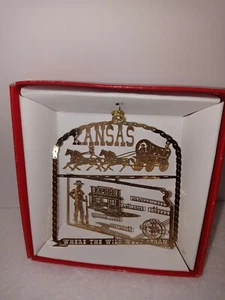Kansas Brass Ornament  Where The  Wild West Began New - Picture 1 of 9