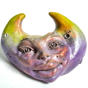 Moon Sculpture, Handmade Weatherproof Soulful Moon, Cute Collectible Garden Art - Picture 1 of 18
