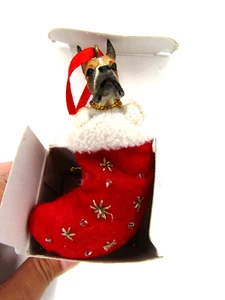 Boxerhund Weihnachtsmann kleine Freunde Strumpf Weihnachtsschmuck - Bild 1 von 4
