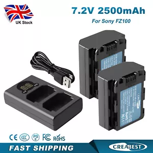 2x NP-FZ100 Battery+Charger For Sony Alpha A9S A9R A6600 A7 III A7R III A7R IV - Picture 1 of 13