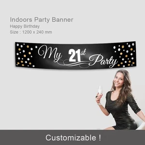 21st Birthday Decorations Supplies Fabric Party Banner Personalised Hollywood - Picture 1 of 9