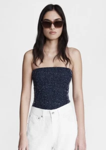 RAG & BONE New York Aster Strapless Smocked Printed Bodysuit Top Women’s Size 8 - Picture 1 of 12