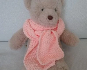 Teddy Bear Clothes, Lily - Soft Peach-coloured Hand Knitted Scarf - Picture 1 of 9