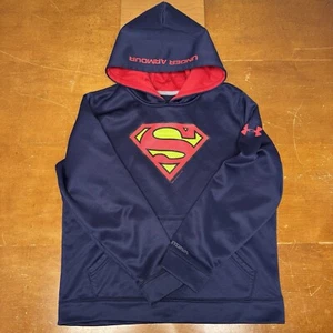 Under Armour Hoodie Boys Large Blue Alter Ego Superman Fleece Sweatshirt Youth - Picture 1 of 13