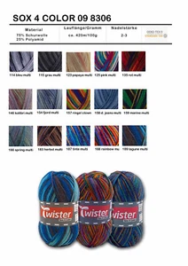 Twister Sox 4-fach Color 100g Sockenwolle 4-fach Sockengarn Stricken Häckeln - Bild 1 von 16