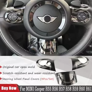 The Black Flag For MINI Steering Wheel Button Cover Trim R55 R56 R57 R58 R60 R61 - Picture 1 of 4