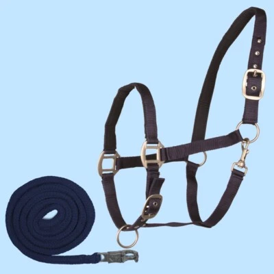 Pferde Halfter + Strick Set Waldhausen SATIN weich dunkelblau Shetty Pony VB WB - Bild 1 von 2