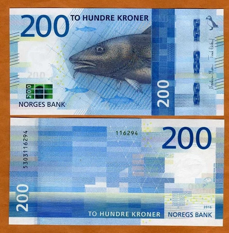 Norway, 200 Kroner, 2016, P-55, UNC Latest Design Cover