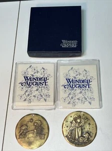 Vintage Wendell August 2001 2002 Solid Bronze 2.25” Ornamants Angel & Nativity - Picture 1 of 9