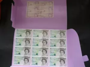 Debden c122b Hong Kong handover uncut sheet 1997 Kentfield B364 £5 notes x 12 - Picture 1 of 10