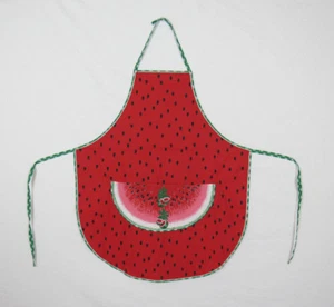 VINTAGE 1960er 70er WASSERMELONENSCHÜRZE BAUMWOLLE 2 TASCHEN - Bild 1 von 12