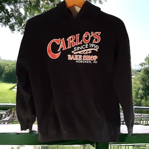 Carlo's Bake Shop Hoodie Hoboken NJ Unisex Youth XL Black Kangaroo Pocket USA - Picture 1 of 7