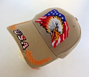 EE. UU. Gorra Gorra Caqui Bordada Águila Bandera Americana Por Santo Talla Única Nuevo - Imagen 1 de 6