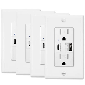 5,8 AMP Typ C USB Steckdose manipulationssicher Wand Ladegerät Buchse ×4 - Bild 1 von 12