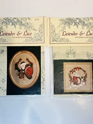 2 Lavender & Lace X-Stitch Pattern Victorian Designs Santa Christmas Spirit Gift - Image 1 of 4